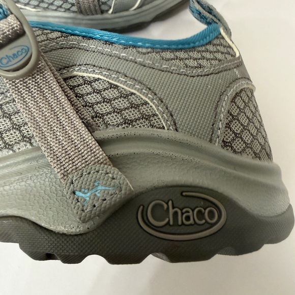 Chaco Grey and Blue Cross-Strap Outdoor Mary Jane Sneakers Size 9 - Picture 11 of 15